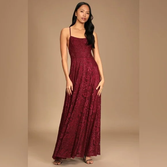 lulus burgundy lace dress Burgundy Gradient Tulle Long A-Line Prom Dress, Off the Shoulder Eveni main image 1